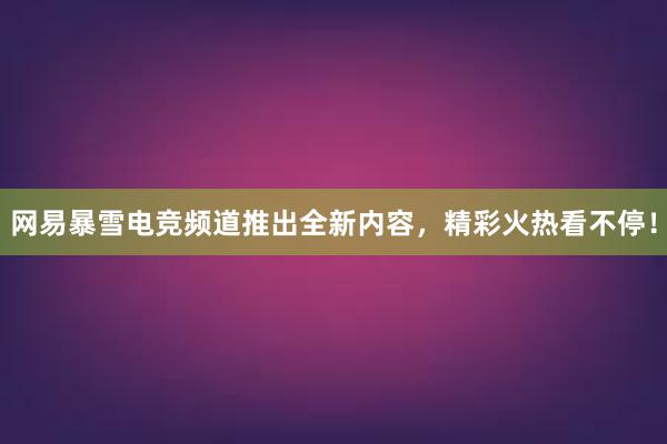 网易暴雪电竞频道推出全新内容，精彩火热看不停！